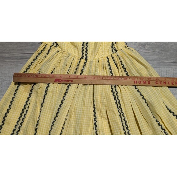 Vintage Ilene Ricky 1950s 1960s Party Dress Full Yellow Gingham Sleeveless - Picture 13 of 13